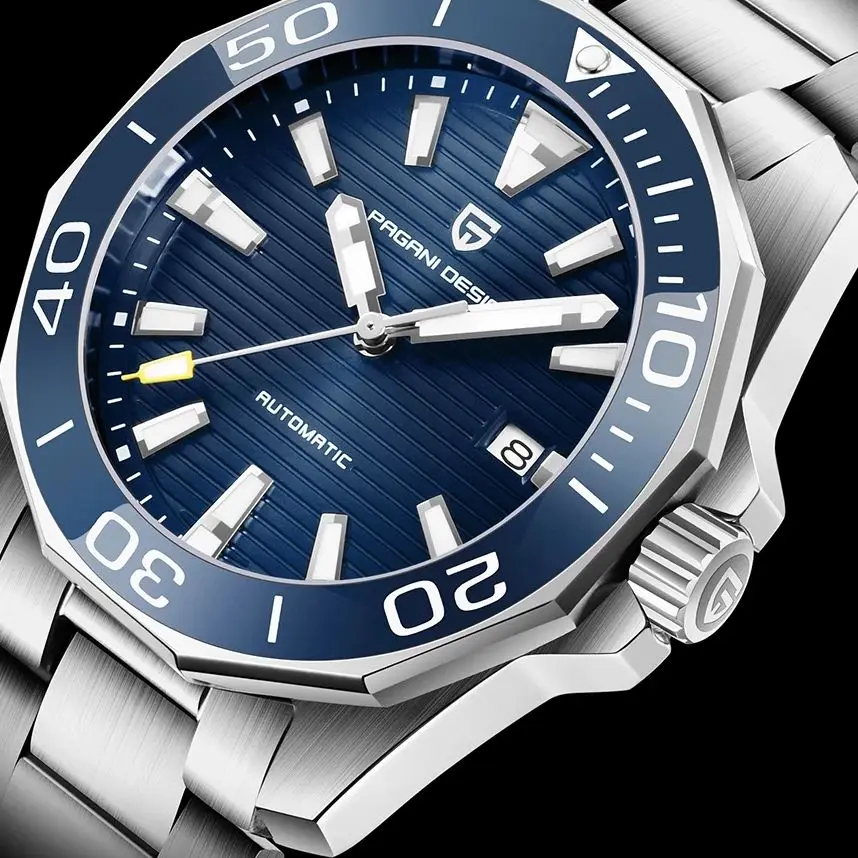 

Часы наручные мужские механические с сапфировым стеклом, водонепроницаемые 100 м