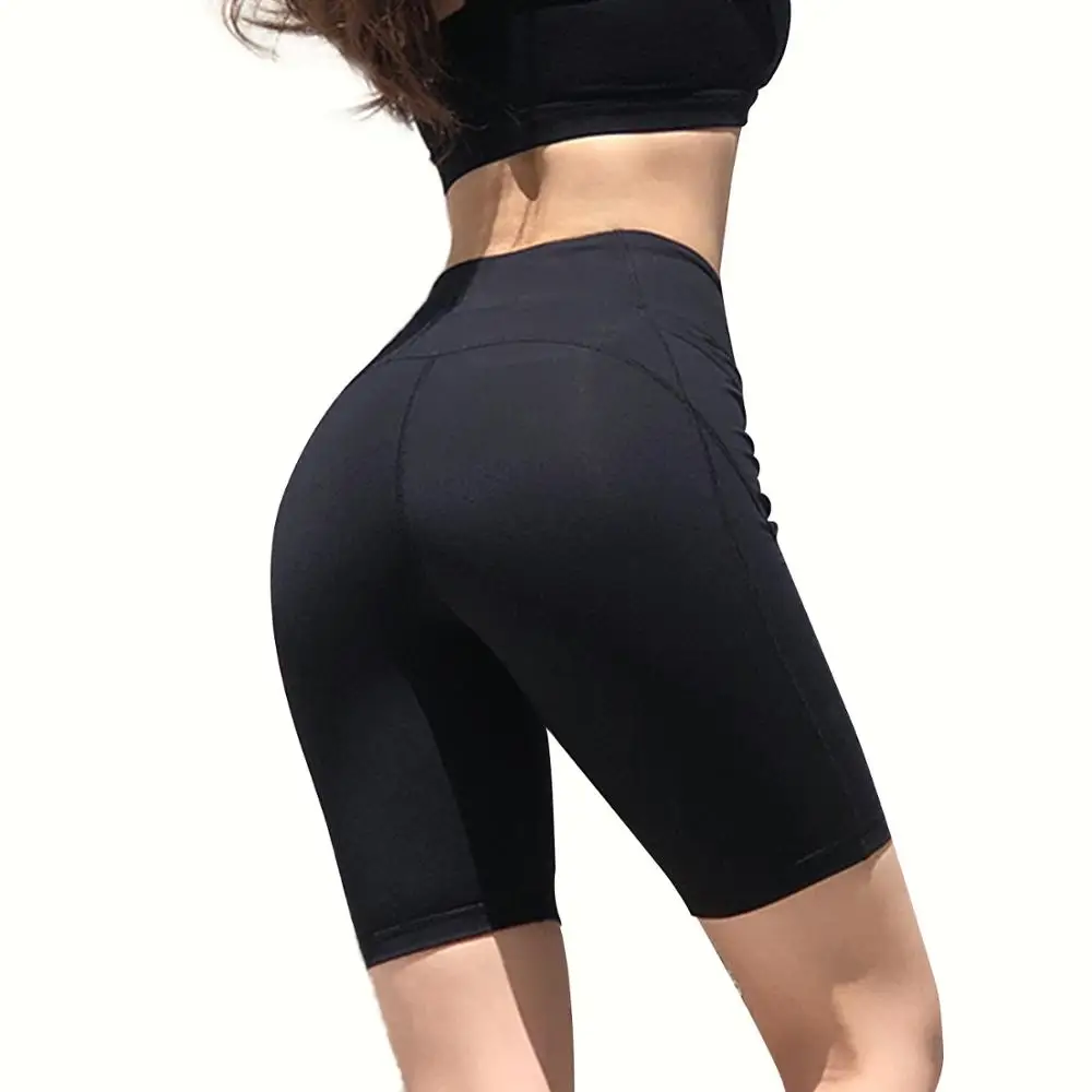 Обтягивающие женские Однотонные эластичные дышащие шорты для йоги непрозрачные