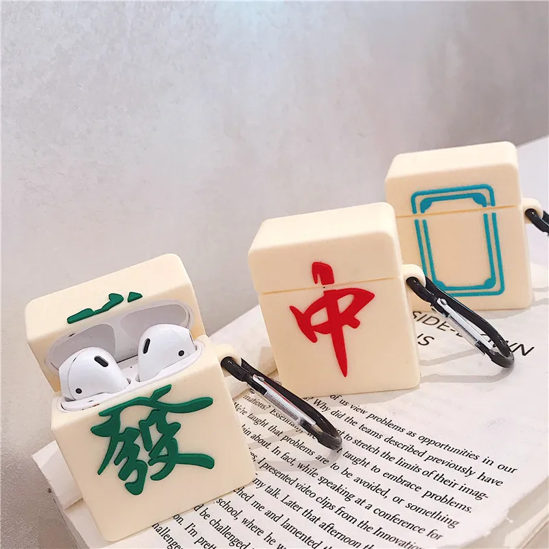

For AirPods 1 2 Case Cute Cartoon Chinese Mahjong Earphone Case For Apple Airpods Soft Silicone Protect Cover Funda
