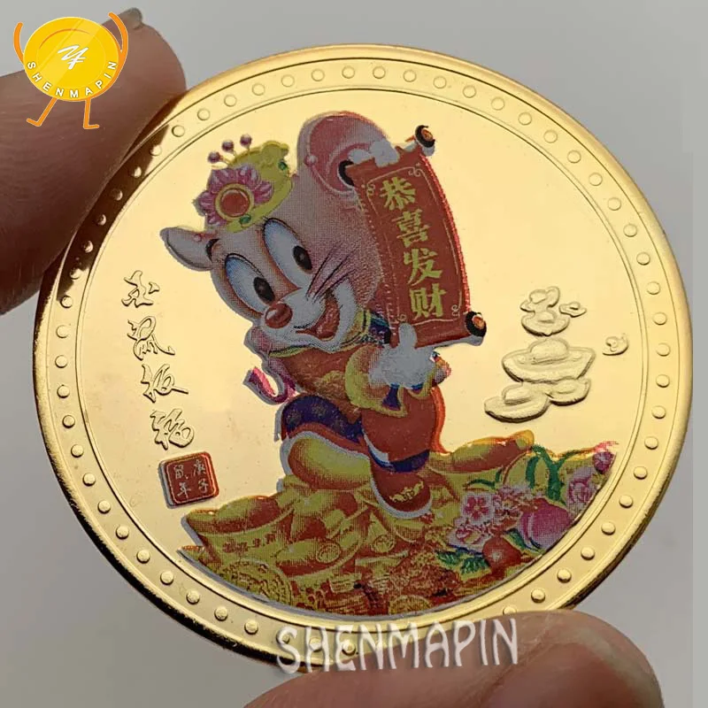 2020 желаю вам удачи Золотая мышь памятная монета китайского искусства цветные