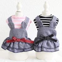 striped bear princess dog dress pet products summer 100 cotton clothing for dogs cat chihuahua teddy pet puppy dog clothes 2020