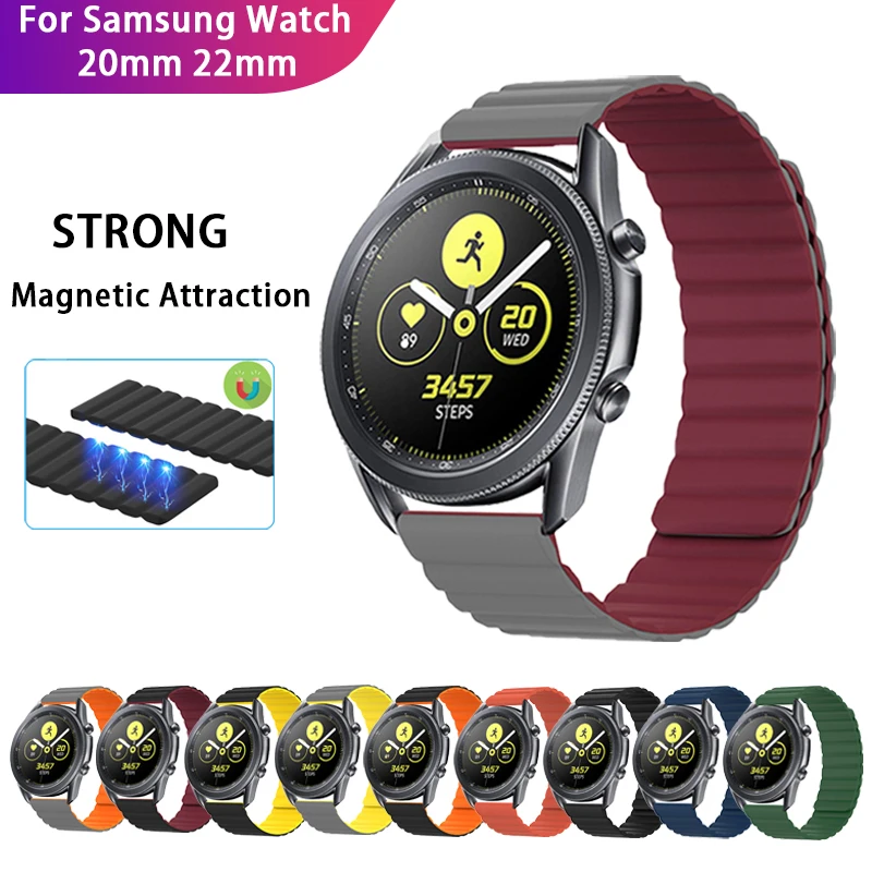 

20 22mm Silicone Band for Galaxy Watch 46mm 42mm Samsung Gear S3 Active 2 Silicone Magnetic Strap Bracelet for Huawei Watch GT