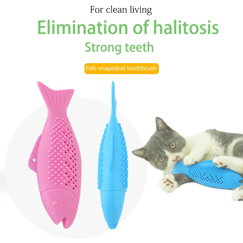 Pet Cats Chew Toys Dog Cute Fish Shaped Cat Toothbrush Toy Teeth Cleaning Stick Interactive KittenFunny | Дом и сад