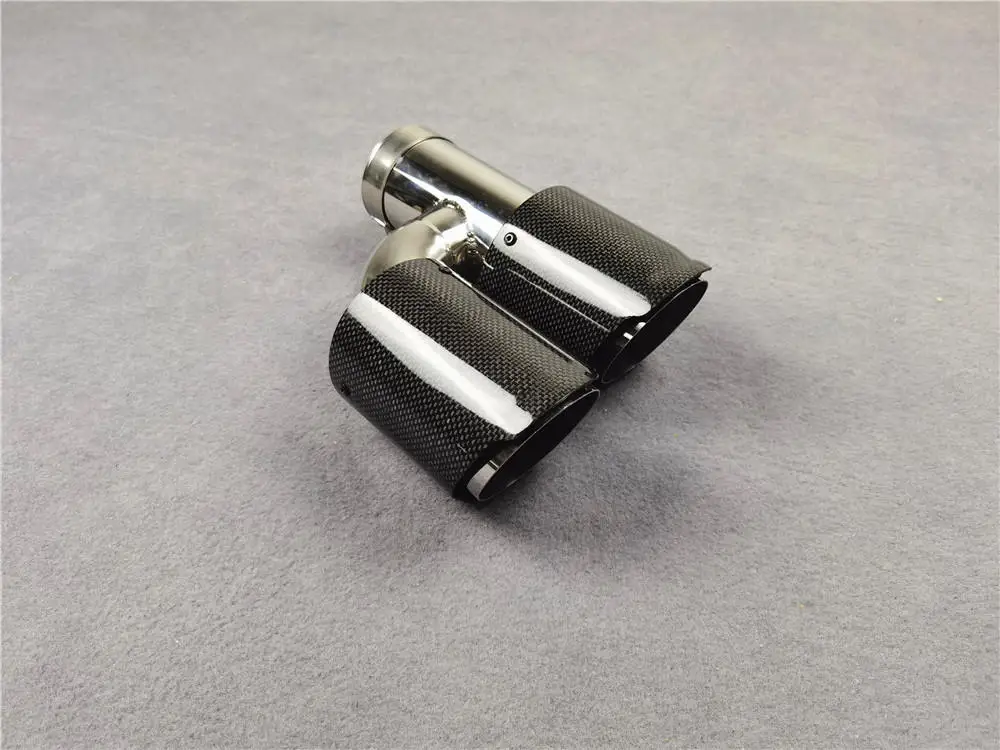 

1 Pair Glossy Black Carbon Fiber Stainless Steel H Model Muffler Tip Nozzles Tailpipe Car Universal For Akrapovic Exhaust Pipe