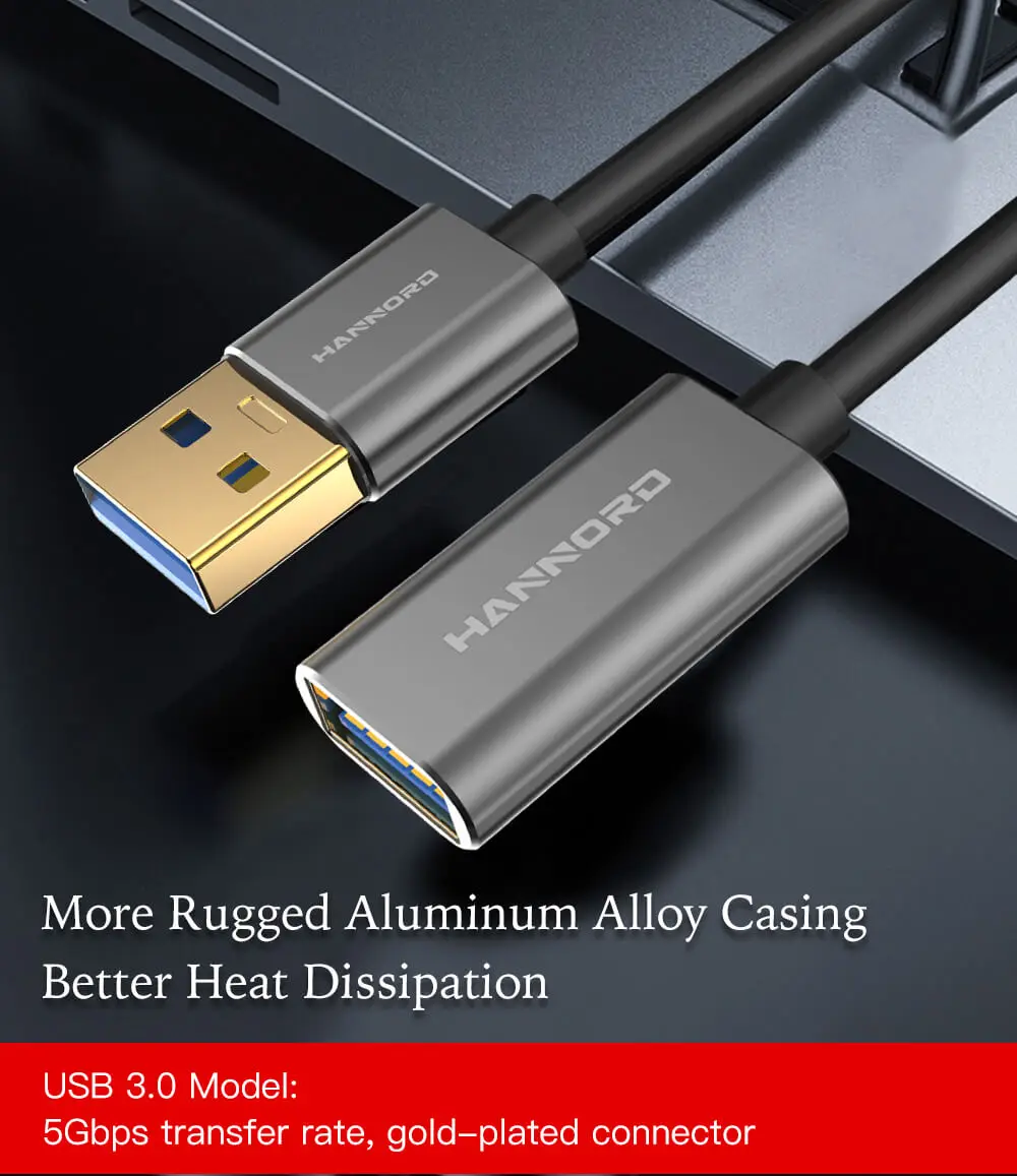 Hannord USB кабель-удлинитель для мужчин и женщин USB кабель-удлинитель USB 3,0 кабель-удлинитель Кабель для передачи данных для ПК клавиатура принтер Smart tv