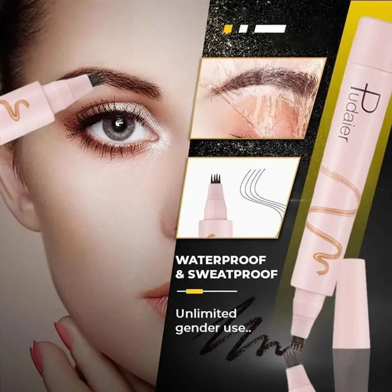 

Eyebrow Pencil Waterproof 4 Fork Tip Eyebrow Pen Professional Long Lasting Fine Sketch Liquid Eye Brow Enhancers Makeup Tools