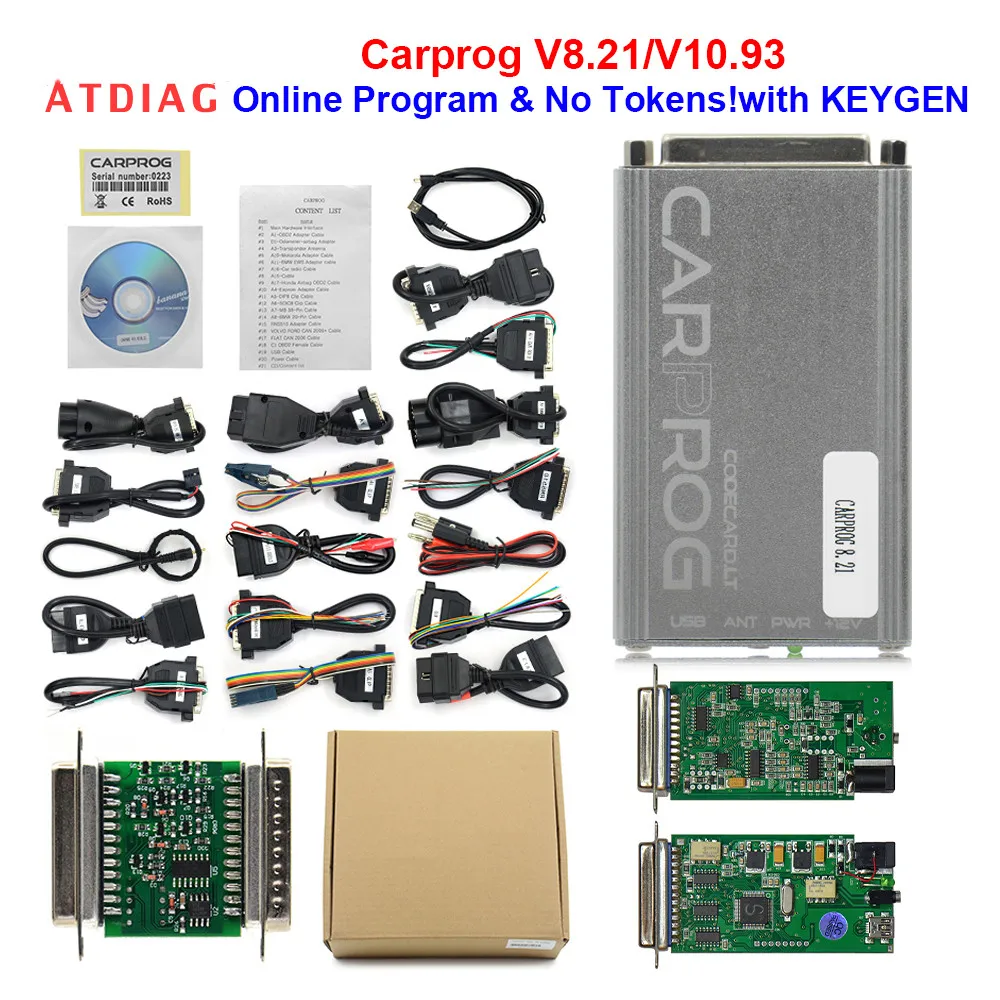 

Newest V8.21 V10.93 Carprog Full Adapter Car Prog 8.21 with keygen Online Programmer For Radio/Dash/IMMO/ECU Auto Repair Tool