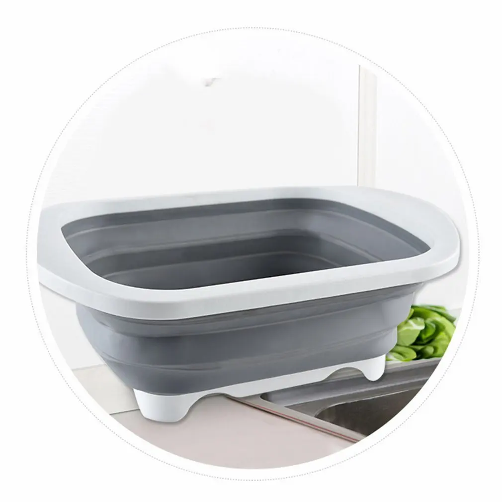 

Multifunction Collapsible Cutting Board Dish Tub 3 In 1 Folding Sink Kitchen supplies Drain Basket Outdoor Camp Portable Basins