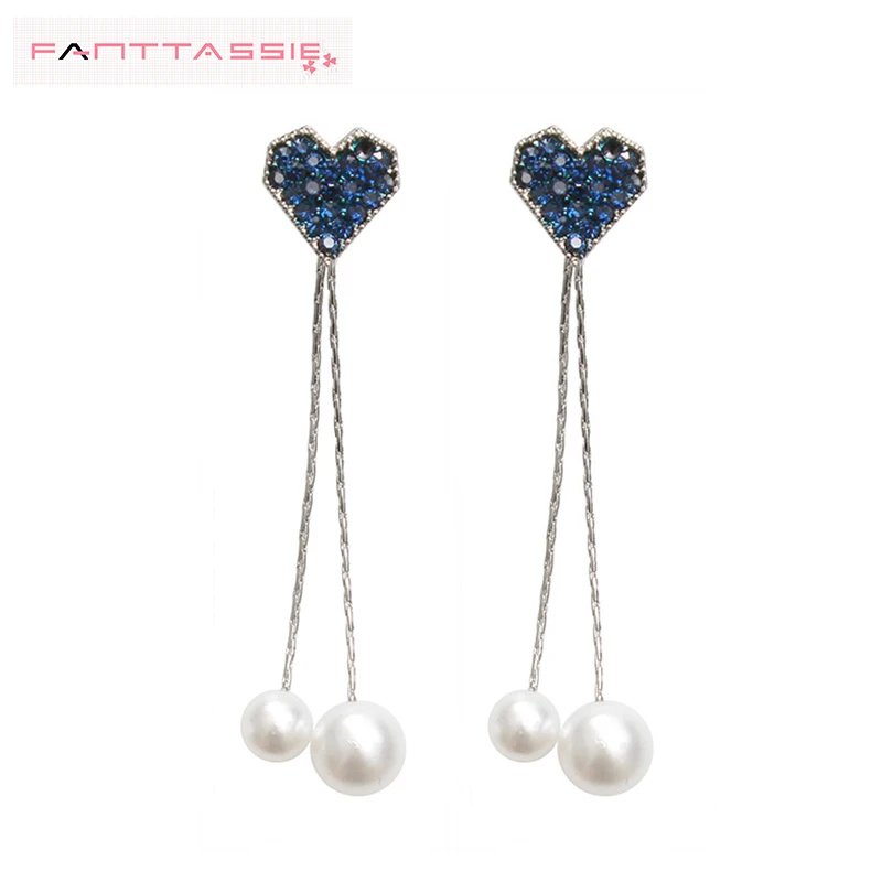 

2021 zircon peach heart earrings gemstone crystal blue to make the royal sister earrings a two-wearing lady's earring jewelry