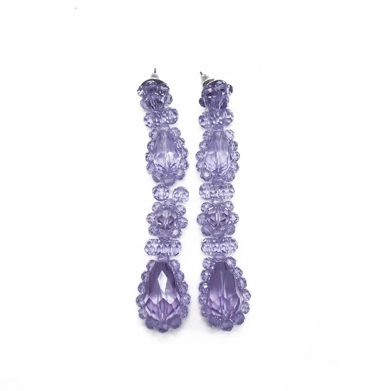 Серьги-гвоздики с бусинами разноцветные плетеные ручной работы для девочек и