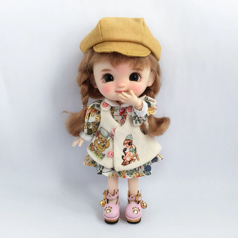 

Ob11 Dress GSC Jasmine Floral Dress Ymy BJD Vest duck tongue Beret dress set doll clothes