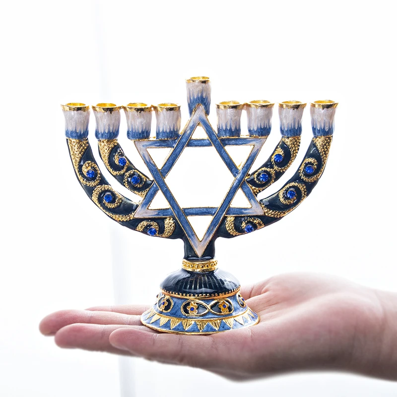 H &amp D 9 ветка Маген Давид Менора ручная роспись подсвечник коллекция для Hanukkah Shabbat