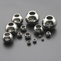50pcs 316l stainless steel bead european ball big hole spacer for diy jewelry making beading bracelet necklace finding supplier