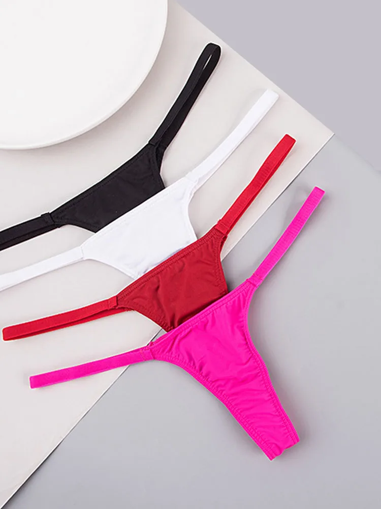 Стринги из молочного шелка женское интимное нижнее белье сексуальные стринги с