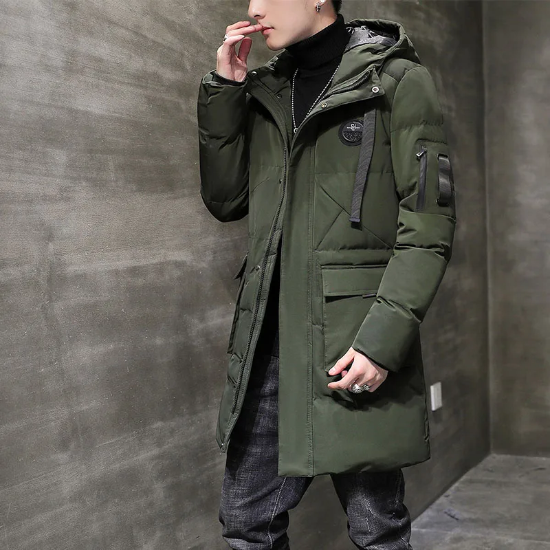 Men Parka Big Pockets Casual Jacket Hooded Solid cotton-padded clothes  New Winter  suits windproof thickened coats