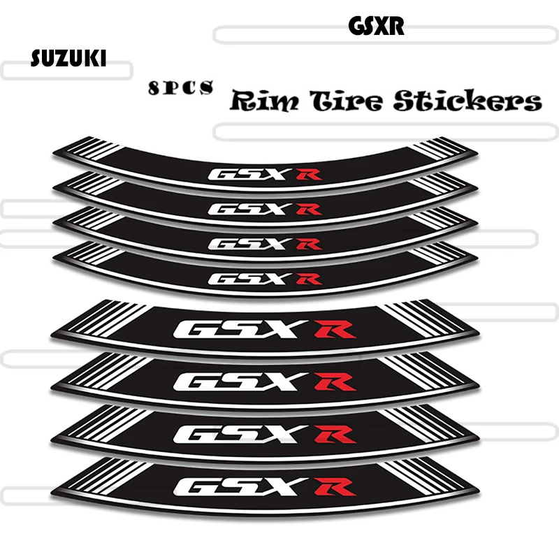 

8X Creative Motorcycle sticker accessories tire wheel decorative stickers decal For SUZUKI GSXR 600 750 1000 GSX-R 750 GSXR1000