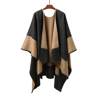womens shawl cashmere double sided two tone patchwork wool jacquard scarf shawl warm oversized shawl fall winter check pattern