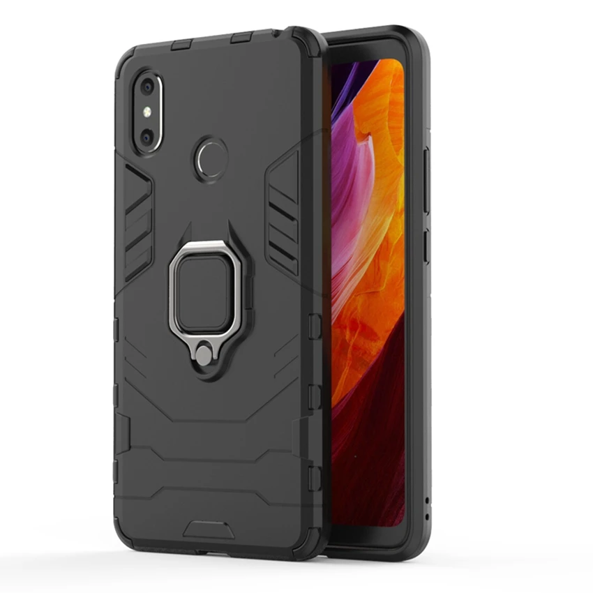 Гибридный противоударный чехол для Xiaomi Mi Max 3 защитный кольцевой магнитный