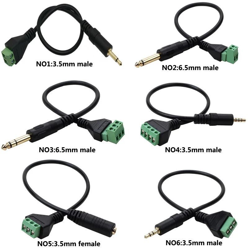 Video AV Balun 3.5mm 4 Pole 6.5mm 3 Pole Stereo Male To AV Screw Terminal Stereo Jack 3.5 mm Male Terminal Block Plug Connector