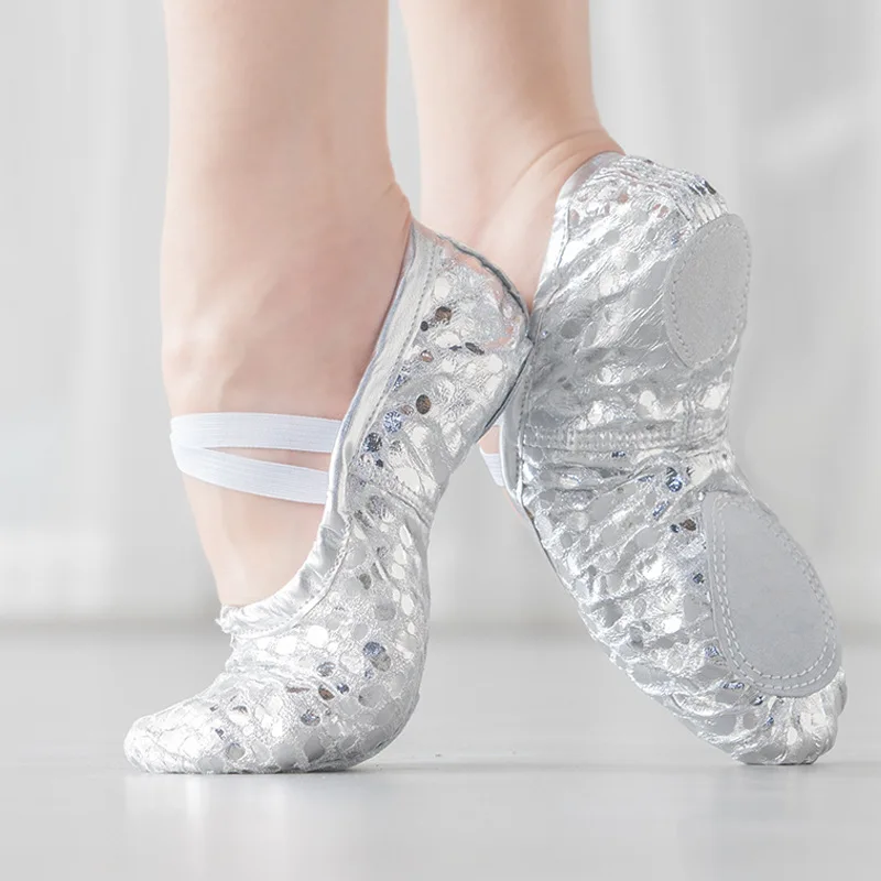 

USHINE/качественные Серебристые тренировочные Вьетнамки для занятий йогой, фитнесом, балетом, балетом, танцами для детей, девочек и женщин