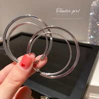 european and american cold wind geometry silver double layer round temperament net red personality fashion ear ring female