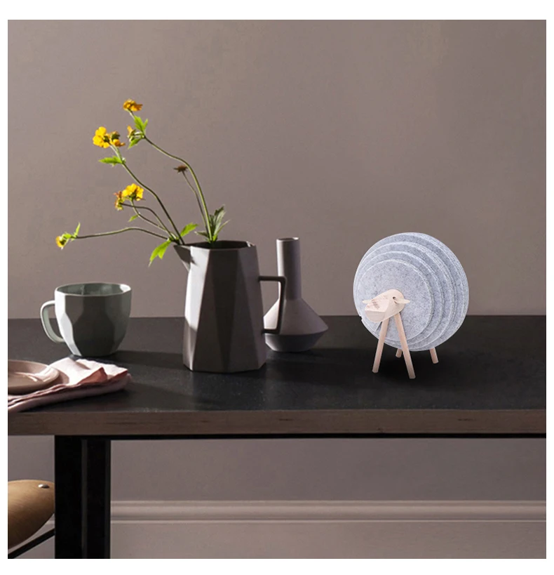 Felt Anti-scalding Coaster Home Decoration Livingroom Kitchen Reindeer Coffee Cup Coaster Set Creative Practical Ornaments