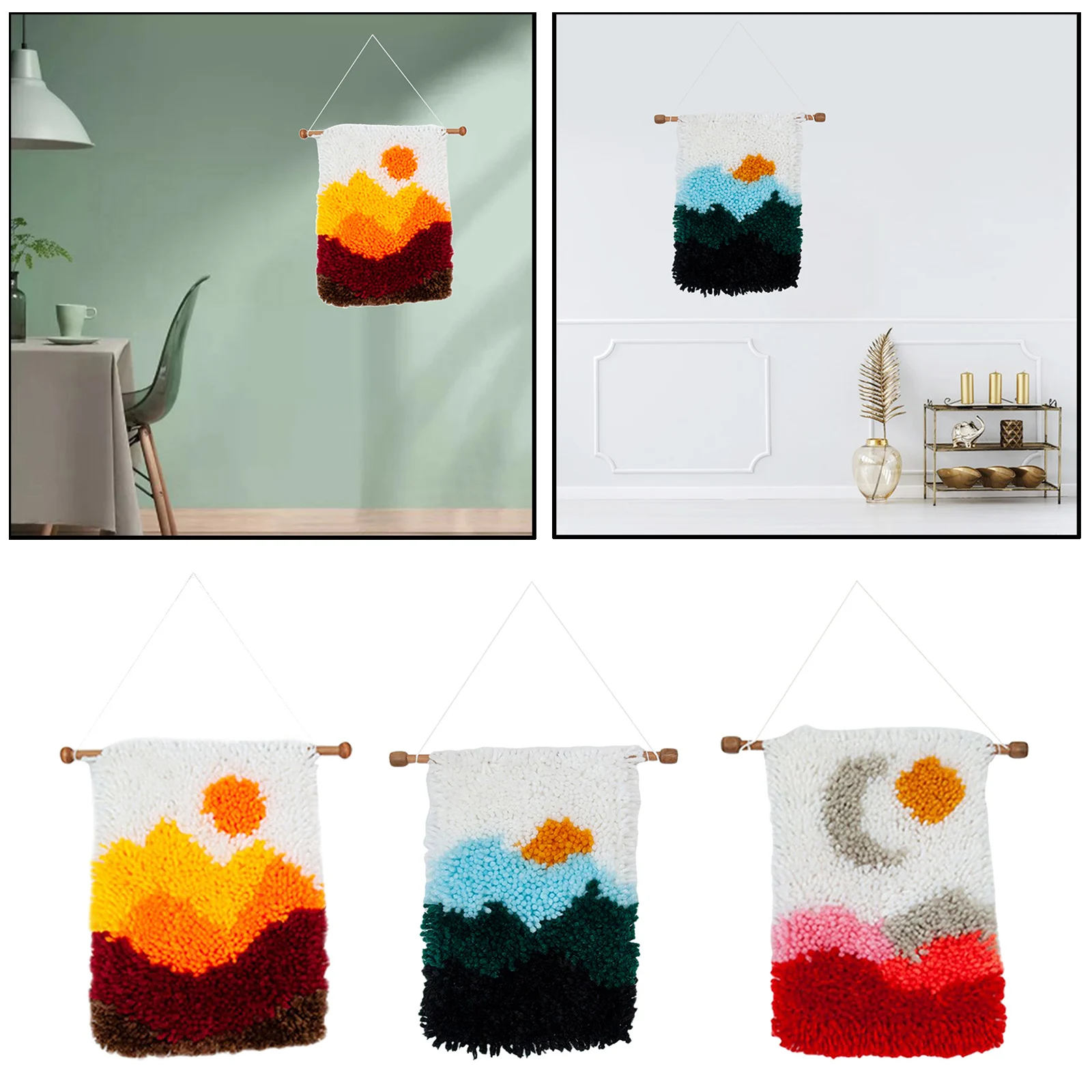 

10x9'' Landscape Latch Hook Tapestry Carpets Cushion Kits for Kids Adult