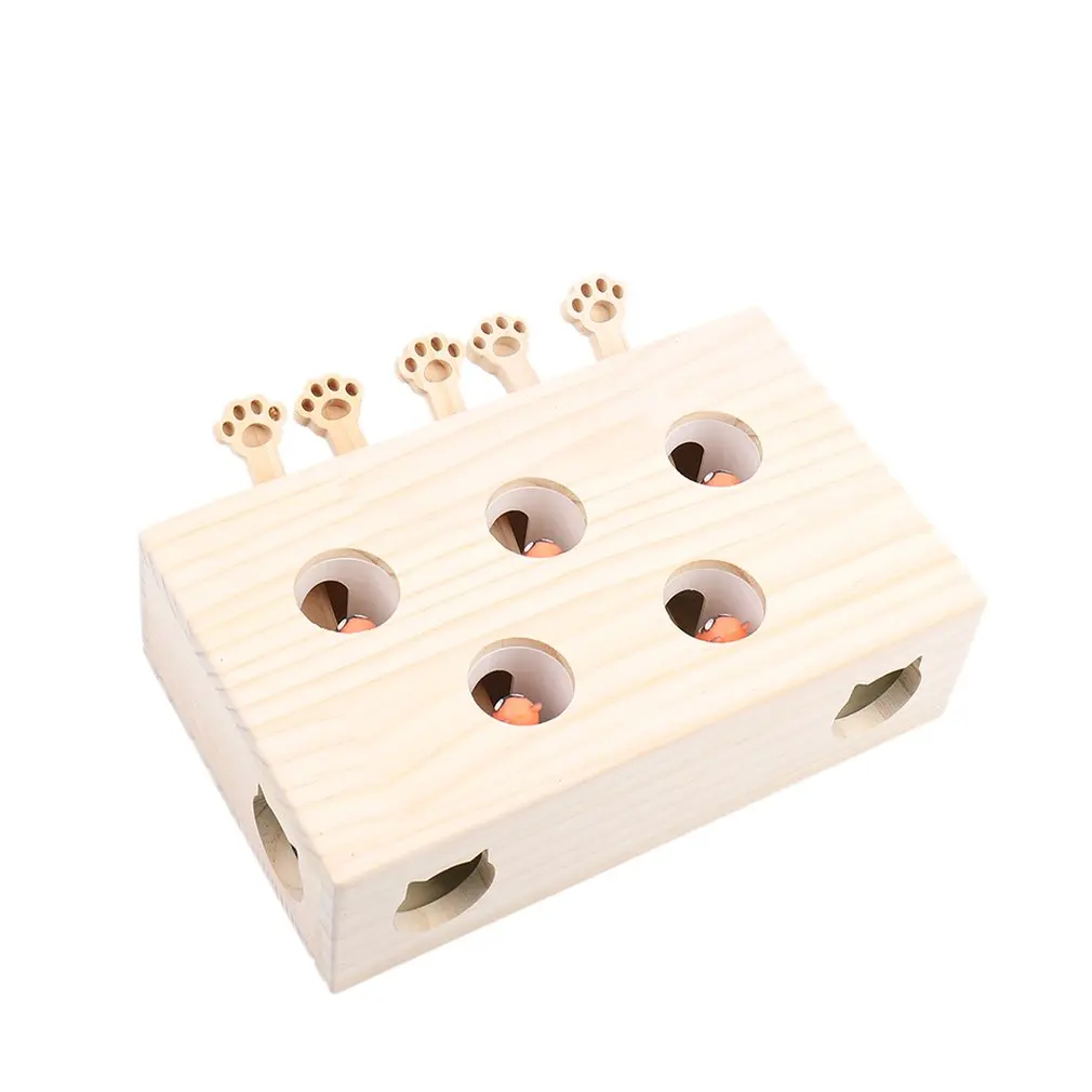 

Забавная деревянная игрушка для кошек и охоты, лабиринт, популярный хомяк, интерактивные игрушки для захвата, с отверстием для мыши на 3/5 отв...