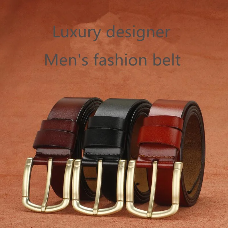 

New High Quality Men Belt Luxury Designer Men Pin Buckle Cow Genuine Leather Belts Retro Cowhide Belt Business Casual Waistband