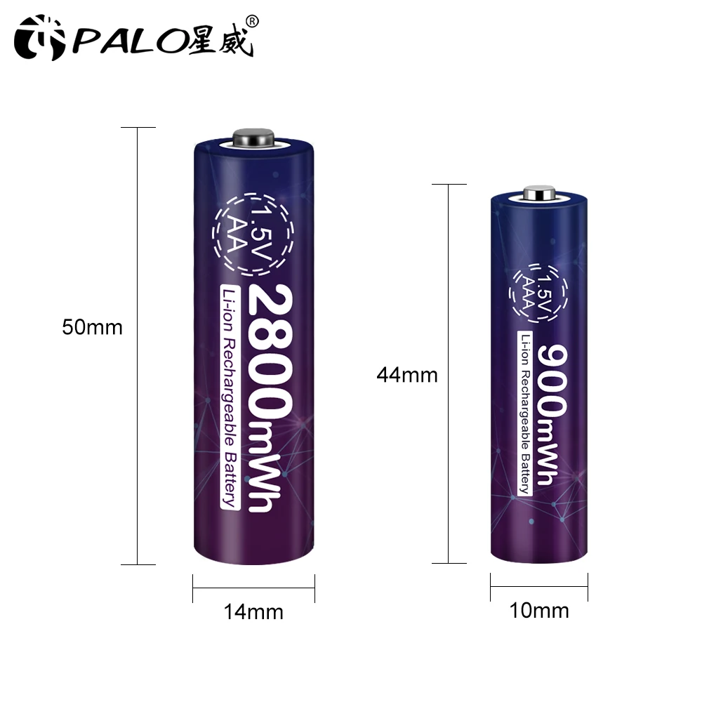 PALO оригинальная перезаряжаемая литий ионная батарея AA 1 5 V + AAA аккумуляторная