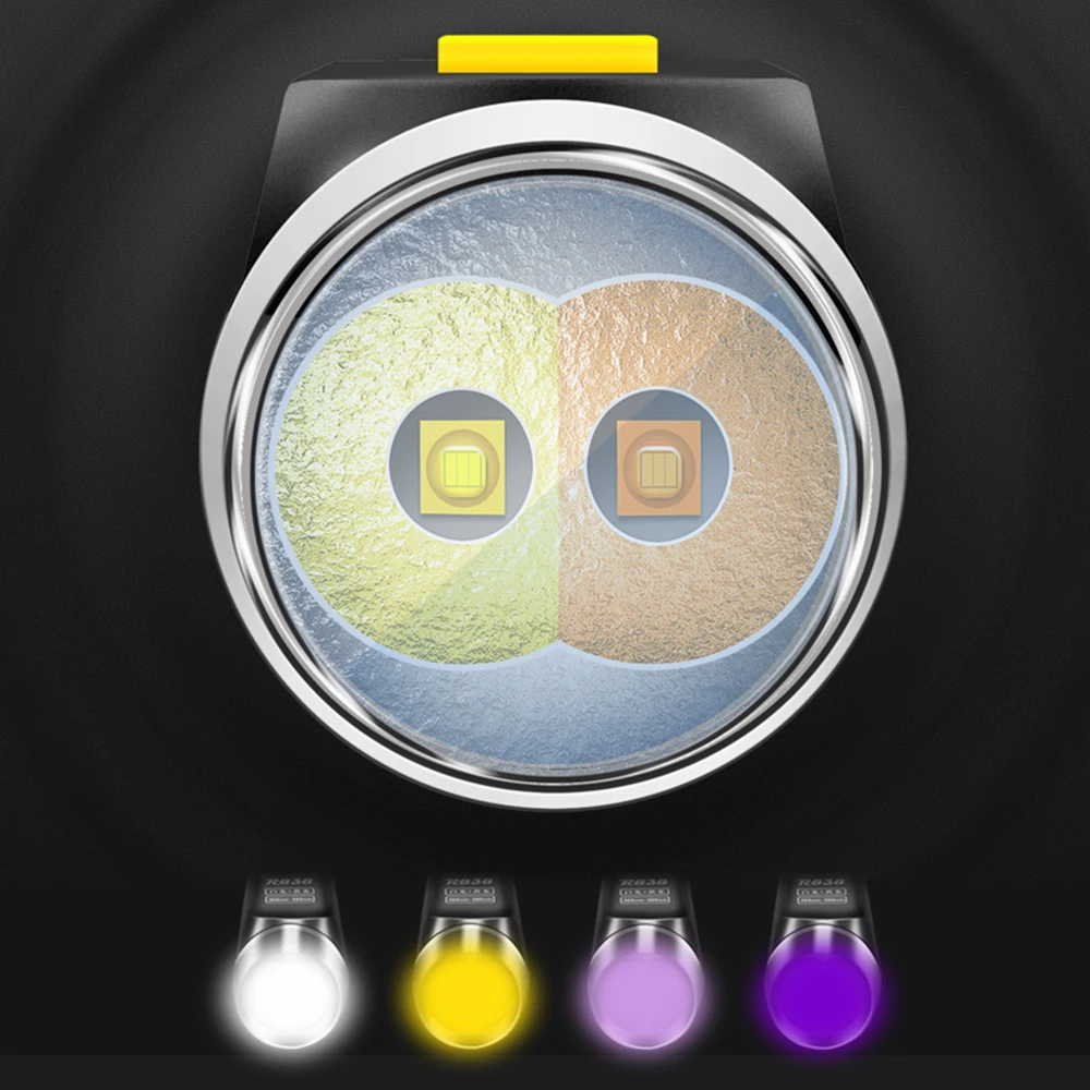 저렴한 USB 충전식 365NM UV 라이트 LED 손전등, 옥 보석 다이아몬드 감정 LED 토치 4 광원 랜턴 작업 램프 노란색