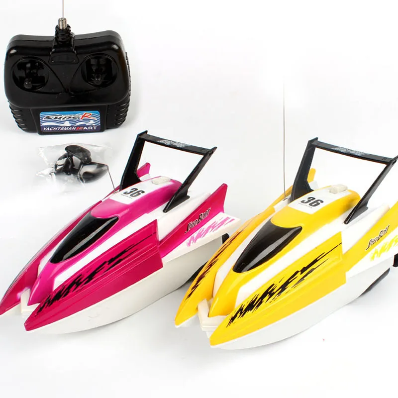 1pcs yellow or red 4-канальный радиоуправляемая лодка Пластик электрический пульт дистанционного Управление Скорость двойная лодка мотор дистанционного Управление Скорость лодка детский день рождения игрушка в подарок - Цвет: 1pcs yellow or red