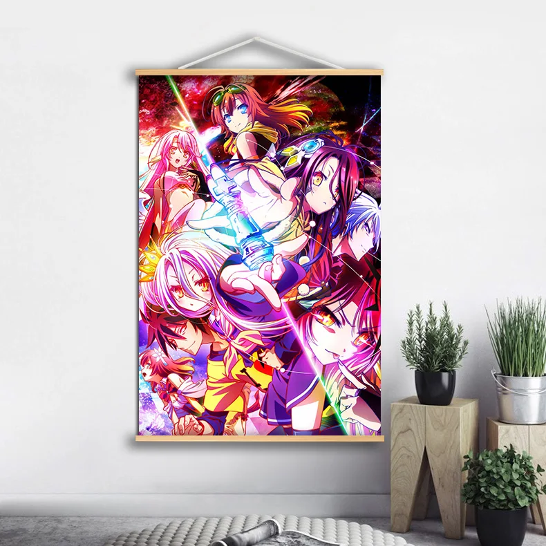 Постер на стену аниме Нет игры нет жизни Картина холсте Настенный декор ретро