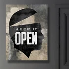 Современная Картина на холсте с мотивирующей цитатой Keep It Open, плакаты и принты на стену, картина для декора гостиной