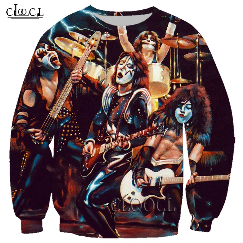 

HX Rock Metal Kiss Band Fashion 3D Print Men Women Casual Hip Hop Autumn Sweatshirt Hot Selling Harajuku Tops Drop Shipping