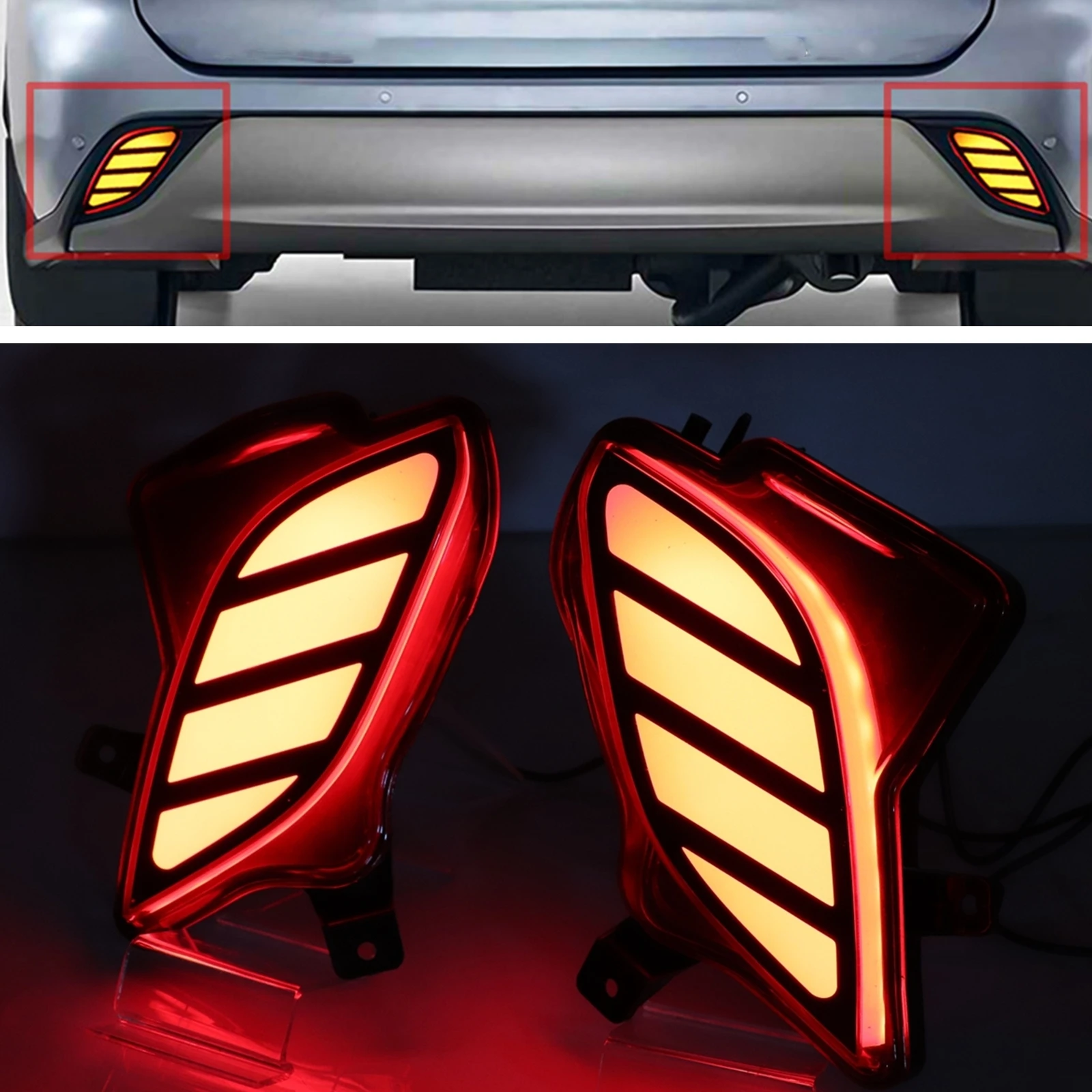 

LED Rear Bumper Fog Brake Light For Toyota Highlander 2020-2021 Turn Signal Stop Reflector Indicator Lamp Bulb Driving Taillamp