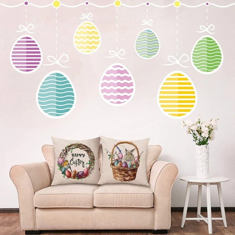 Pillow Case Rabbit Bunnies with Eggs Cover Linen Sofa Bed Throw Cushion Decoration | Дом и сад