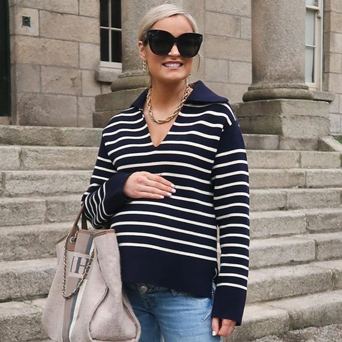 

Pirate Hippie Striped Classic Sweaters Woman Long Sleeve Turn Down Collar Cotton Pullover Casual Vintage Streetwear Jumpers Tops