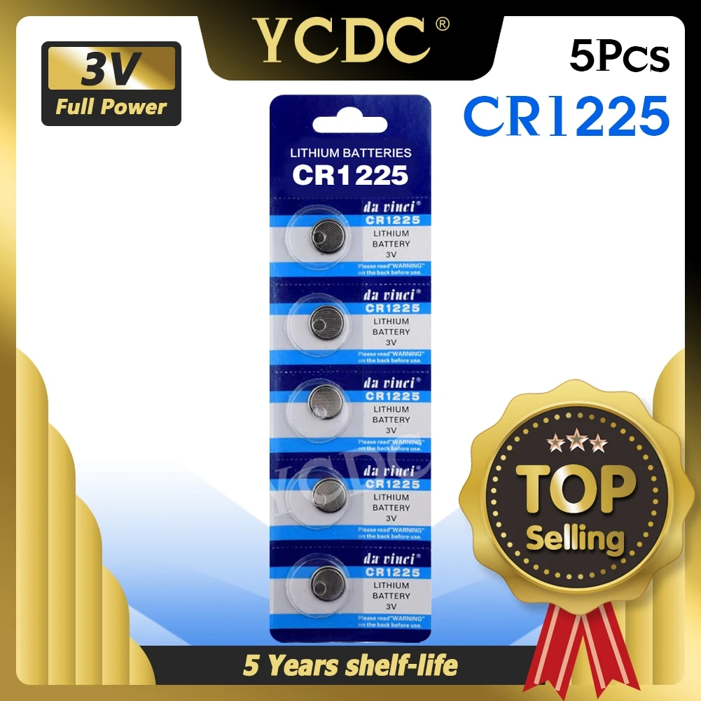 5 шт./карта Кнопочная батарейка 3 в Cr1225 LM1225 BR1225 ECR1225 CR1225 KCR1225|Часовые батарейки| |