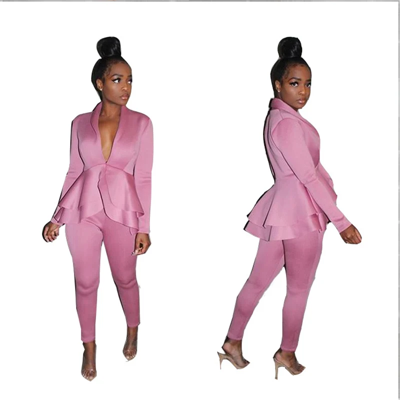 2019 осенние популярные модели женский сексуальный гофрированный модный костюм с