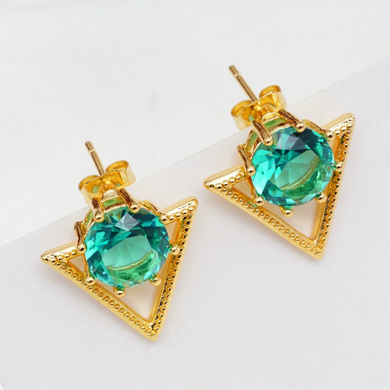 Популярные треугольные серьги 6 цветов стразы золотые гвоздики для женщин модные