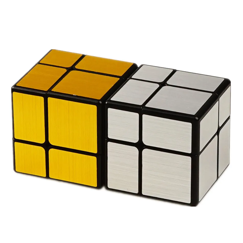 QiYi Mirror 2x2 Magic Cube головоломка скорость волшебный кубик Золотой/Серебряный наклейки