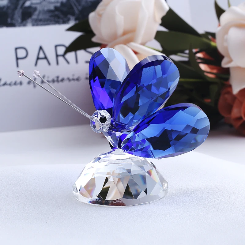 

Handmade Crystal Butterfly Miniature Figurine Animal Crystal Craft Glass Garden Fairy Ornament Home Decor Gift Paperweight