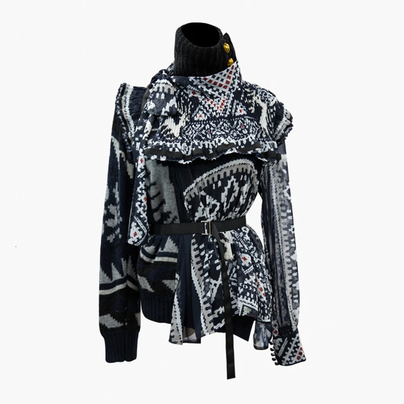 Женский Асимметричный свитер TWOTWINSTYLE асимметричный с длинным рукавом высокой