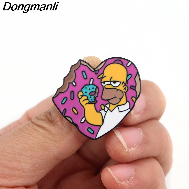 P4051 Dongmanli мультфильм ювелирные изделия пончик металлическая Глянцевая булавки и броши симпатичный значок на булавке значок подарки другу
