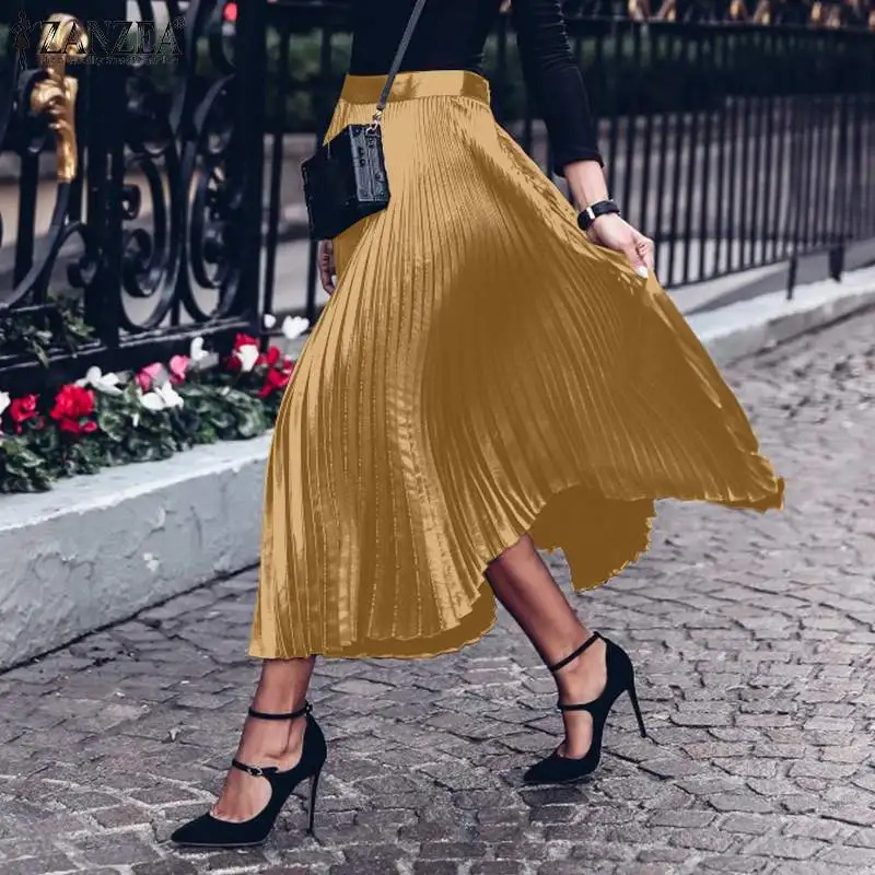 

Юбка-миди Женская атласная в складку, осень 2022