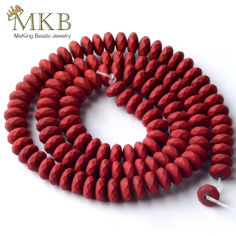 Red Hematite Stone Matte Natural Rubber Rondelle Beads For Jewelry Making 6mm 115pcs Space Loose Diy Bracelet 15&quot |