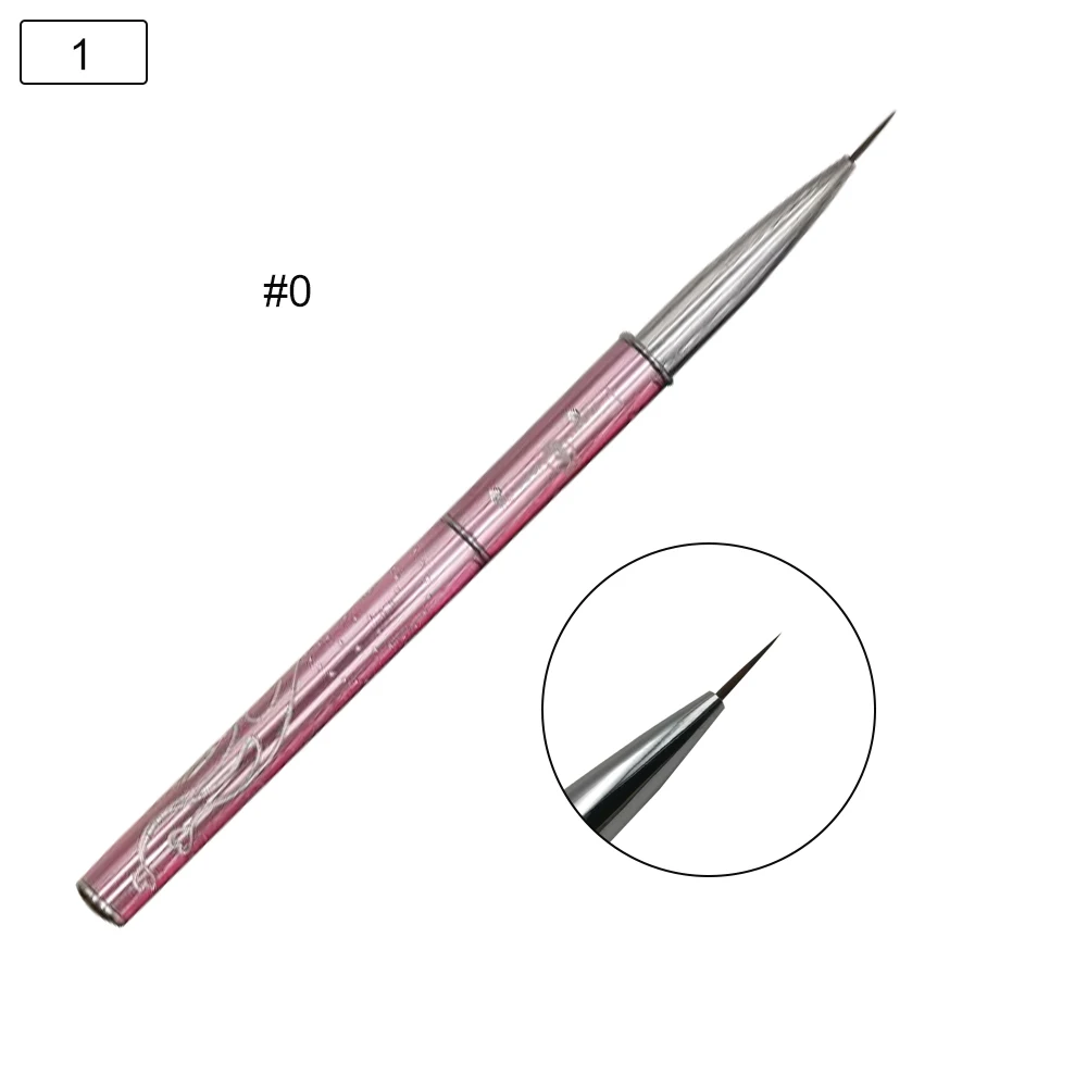 linePen-0 Колонок хвост волос розовая ручка съемная металлическая кисть для дизайна ногтей лак УФ-краска для рисования салон ногтей советы инструмент маникюр B065 - Цвет: linePen-0