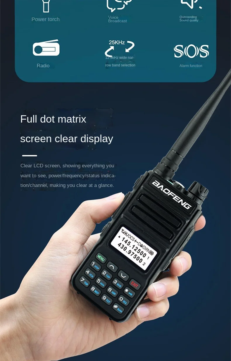 Автомобильная рация Baofeng Портативная радиостанция Двухдиапазонная Type-C зарядка 5