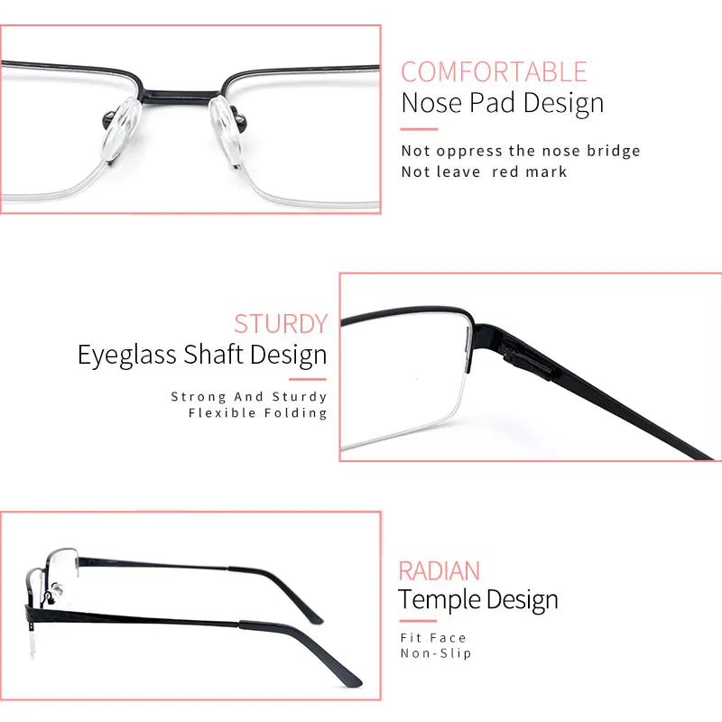 

LUCIDIE 2021 New Square Male Half Frame Optical Prescription Glasses Frames Men Fashion Computer Metal Anti Blue Ray Eyeglasses
